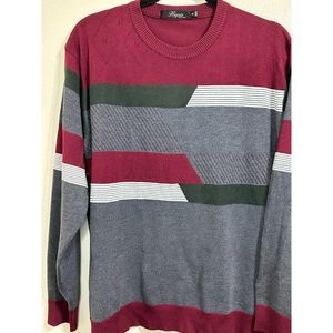Men's Cashmere/Wool Blend Color Block Long Sleeve Golf Sweater, Size M